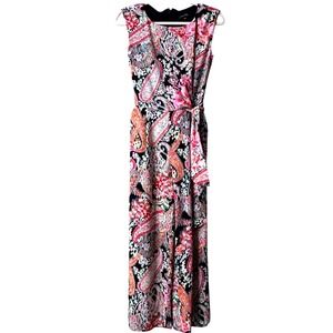 Tahari Arthur S. Levine Paisley‎ Print Sleeveless Jumpsuit Wide Leg Size 4